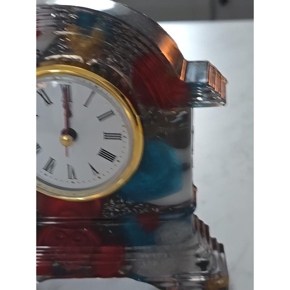 Handmade Resin Desk Clock Decoration Gift Clear With Multi Colored Hearts 731 - Picture 4 of 9